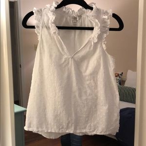 LAST CALL! J. Crew white polka dot ruffle tank